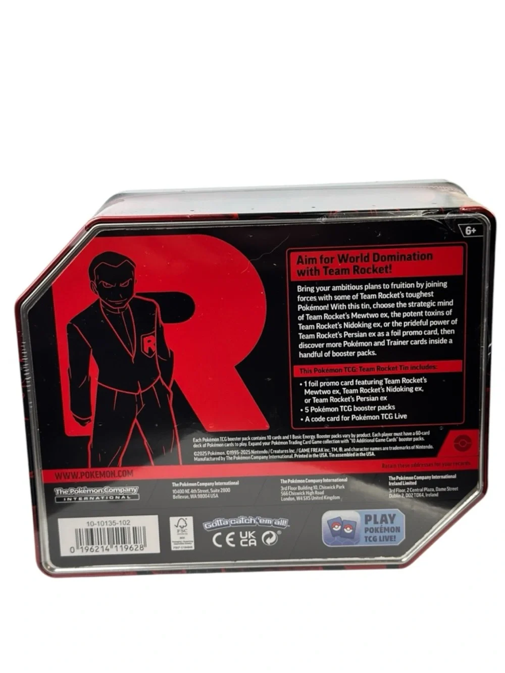 Pokemon Team Rocket Mewtwo GX Tin - Pink, Black, Red